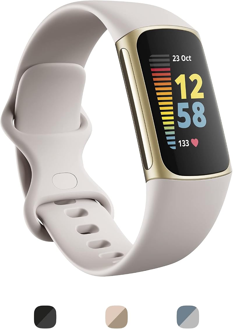 Fitbit Charge 5 Activity Tracker Lunar White Soft Gold Stainless Steel