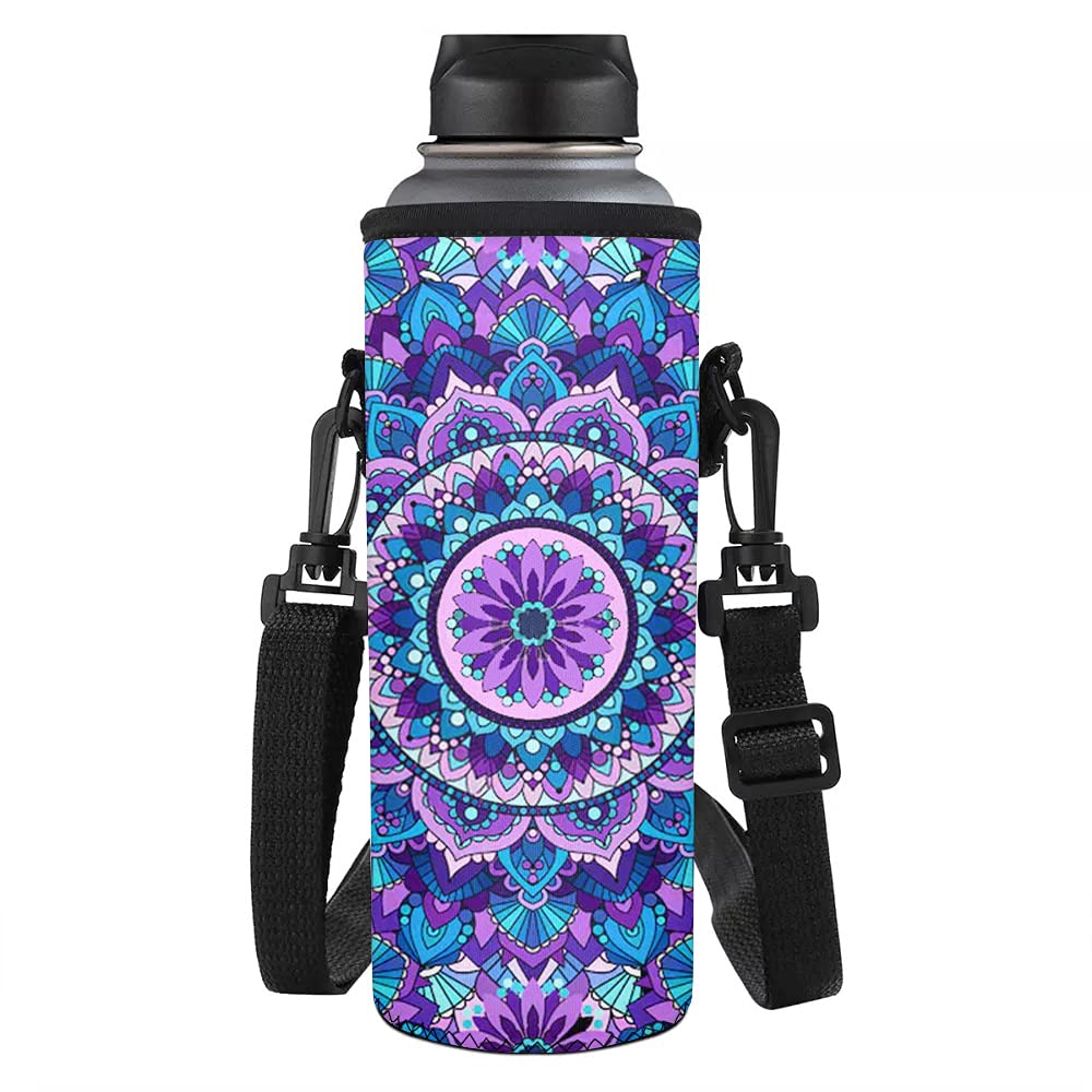 Jeiento Boho Style Mandala Water Bottle Carrier Bag Water Bottle Holder Water Bottle Decoration for Womens Girls, Drinks(500-750ML)