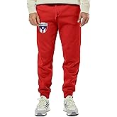 Puerto Rico Crest - Futbol National Soccer Cup Unisex Drawstring Fleece Jogger Pants (X-Large, Red)
