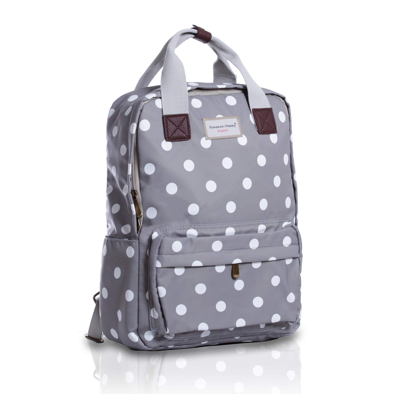 Florence Happy Laptop Backpack Water Resistant Bag 13 12 Inch Computer Business Fashion Backpacks for Women College School Student Gift,Casual Hiking Daypack (Taupe spot)