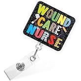 Sixrip Wound Care Nurse Retractable Glitter Badge Reel with Alligator Clip, Funny Badge Holder Gifts for ER WOC Nurse Wound Team Lab Tech Nursing First Responder, Urgent Care Nurse Gifts