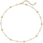 Fettero Choker Necklace for Women 14K Gold Plated Beaded Ball Boho Necklaces Charm Dainty Gold Necklaces for Women Summer Jewelry