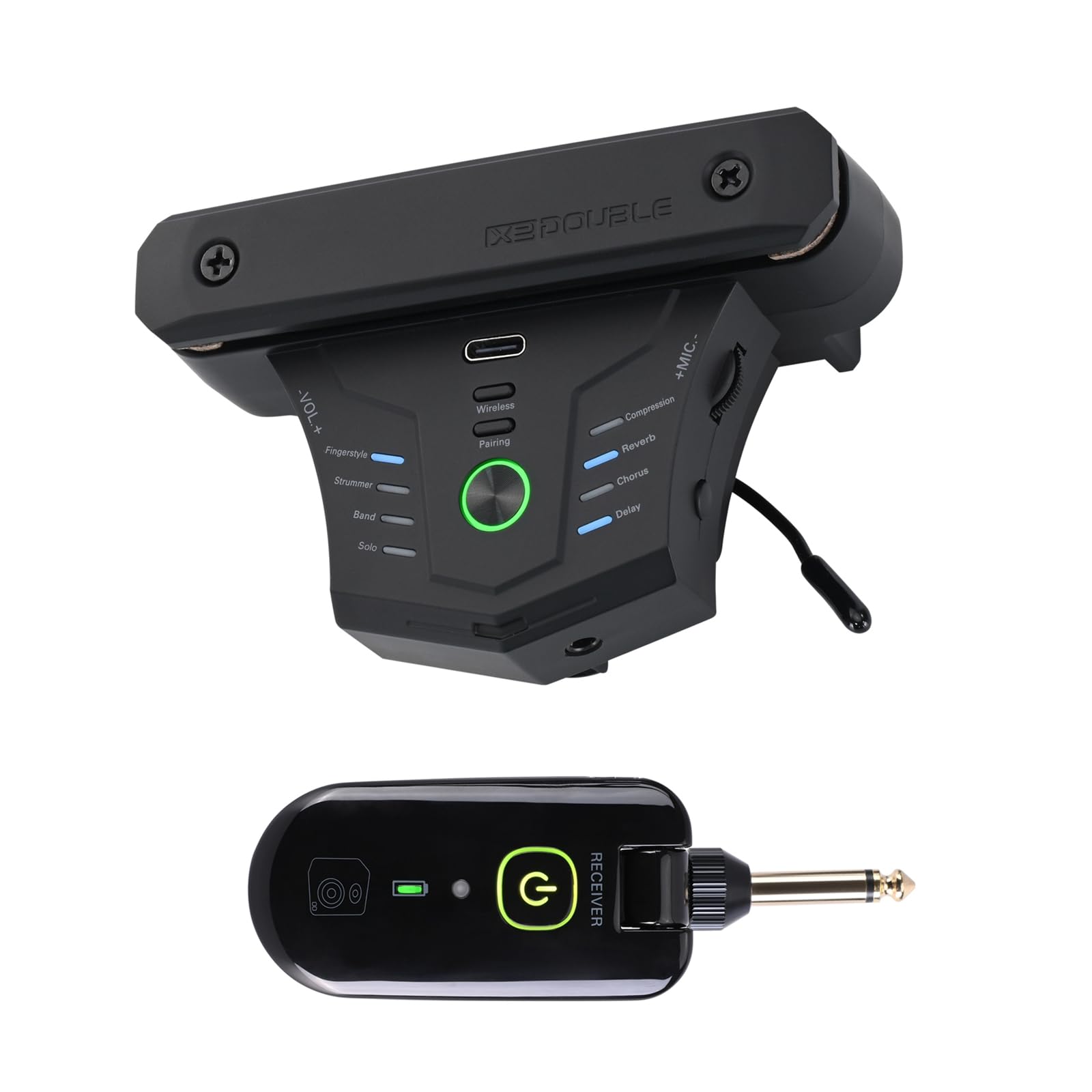 Photo 1 of Wireless Acoustic Guitar Pickup Resonance Preamp Pickup Creative Vibration System Enhance Guitar Timbre Built-in Rechargeable Battery Multiple Guitar Effects and Style Pattern