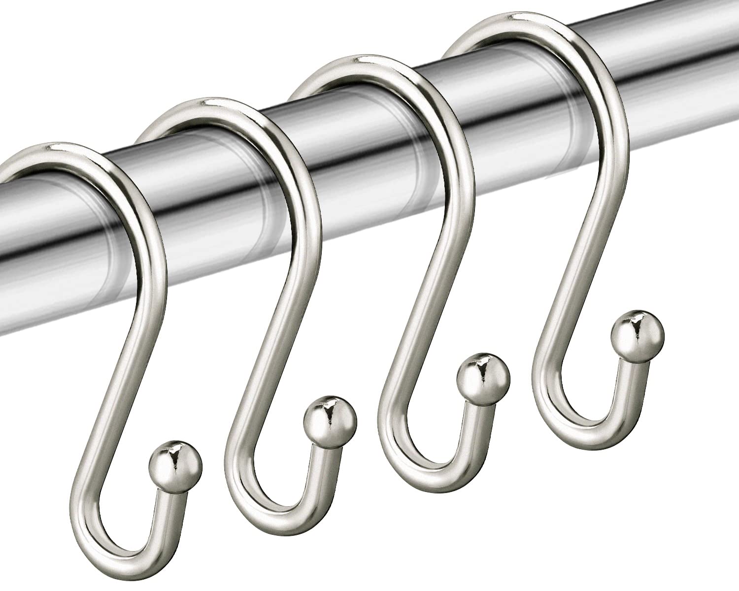 Photo 1 of Nickel Shower Curtain Hooks, Rust Proof Shower Curtain Rings for Bathroom, Set of 12 CHICTIE Silver S Shaped Decorative Shower Curtain Hooks Hangers for Bathroom Curtains,Clothing, Towels, etc