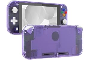 eXtremeRate Clear Atomic Purple DIY Replacement Shell for Nintendo Switch Lite, NSL Handheld Controller Housing w/Screen Protector, Custom Case Cover for Nintendo Switch Lite