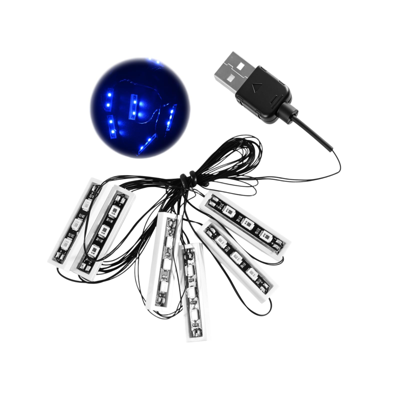 Begonia 6 White 1 x 4 Stones / Blue LED Downlights in One Row, LED Downlight Building Block Lamps, Compatible with Bricks, USB Powered, DIY Building Block Accessories, LED Lighting for Models, DIY