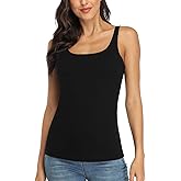 V FOR CITY Women's Cotton Tank Top with Shelf Bra Adjustable Wider Strap Camisole Basic Cami Tanks