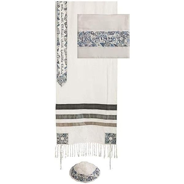 Kosher Tallit Prayer Shawl 55x73 Inches – Blue/Silver, Adult Size, Made In Israel