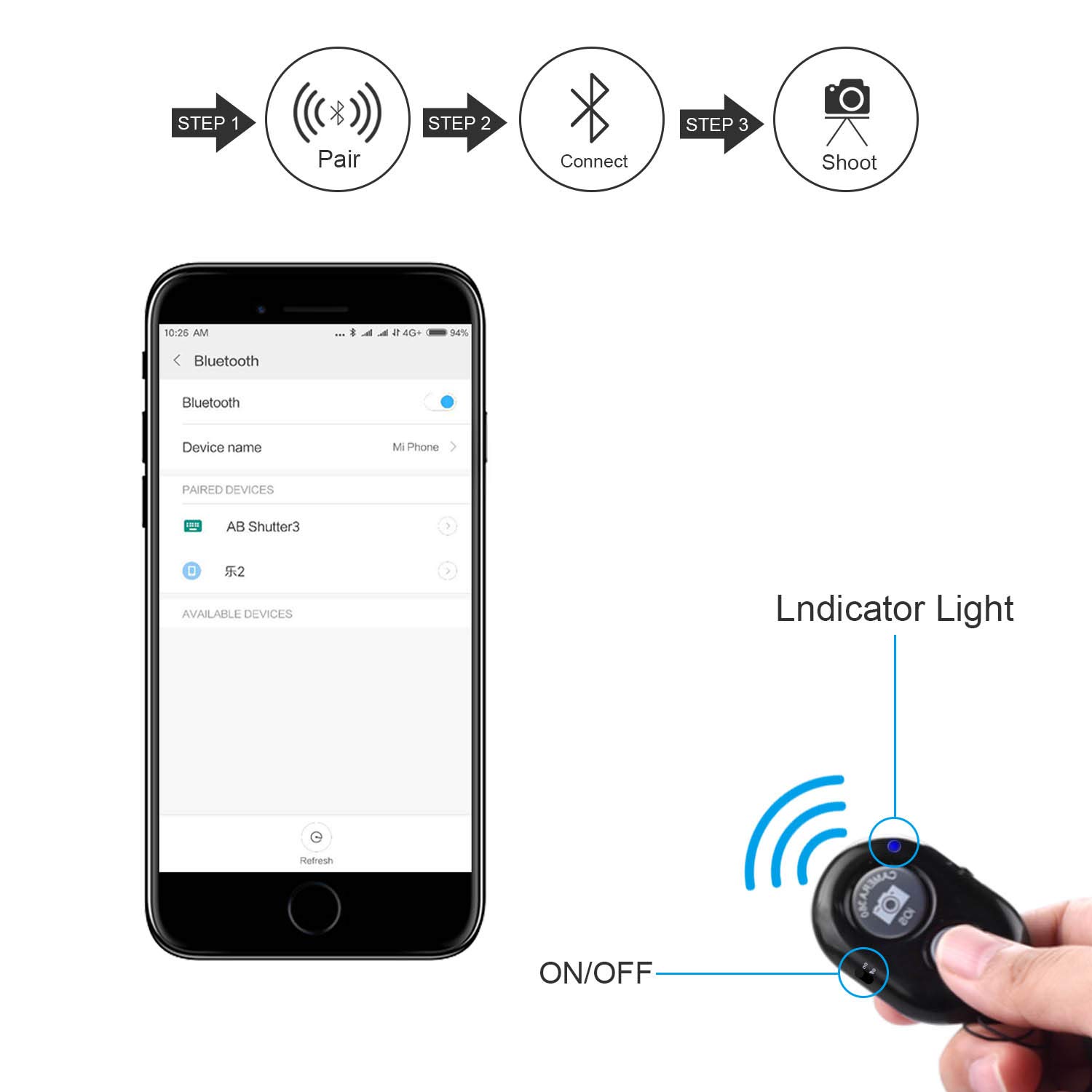 Sunvook Bluetooth Selfie Stick Tripod, Cell Phone Tripod, Camera Tripod, Mini lightweight Travel Tripod with Bluetooth Remote 2 in 1 Pistol Grip Suitable for IOS Andriod Phones iPhone Samsung etc