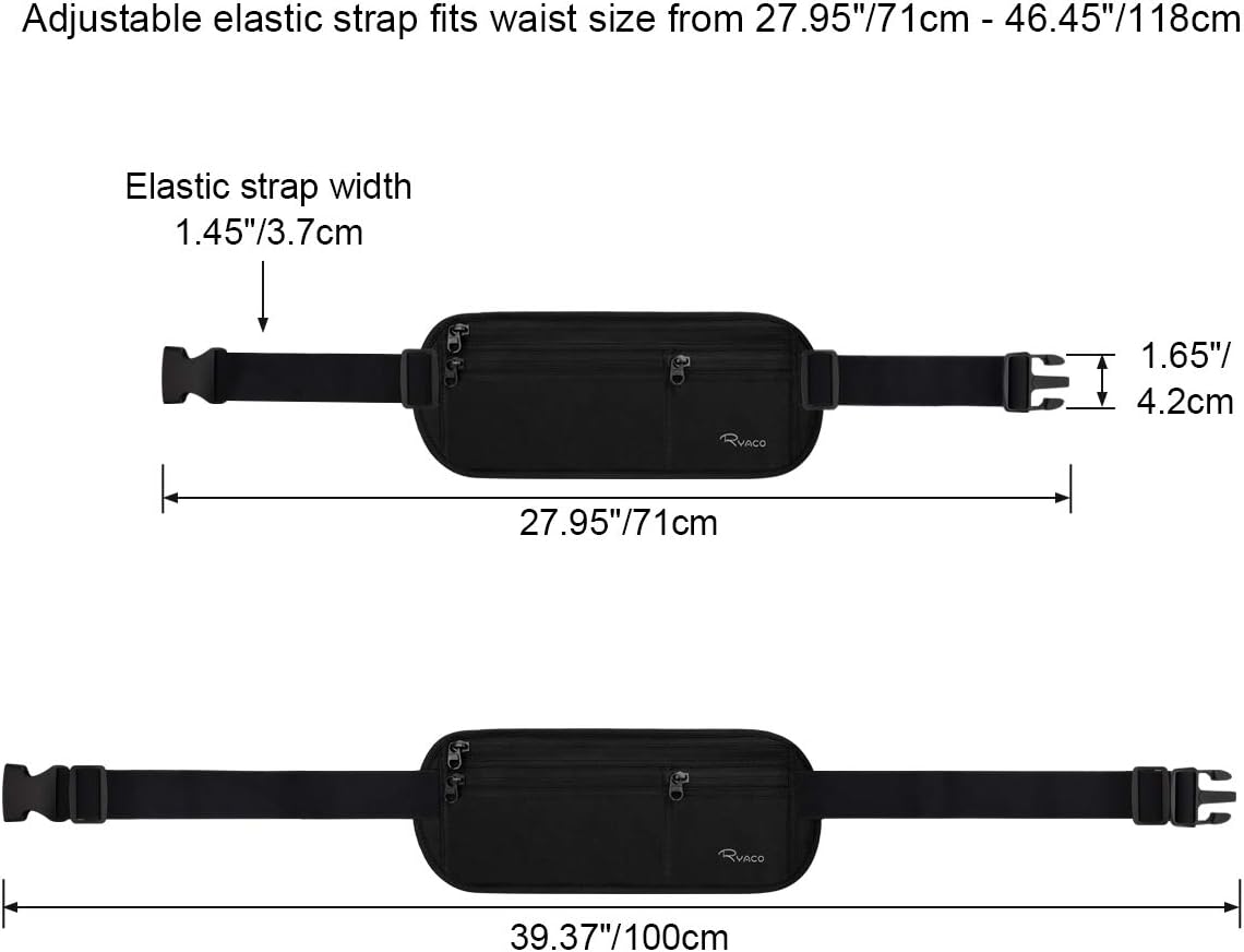 RYACO Money Belt with RFID Blocker, Water-Resistant Money Belt for Women and Men Bum Bag, Flat Waist Pack - Image 5