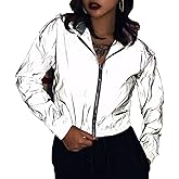 LZLRUN Reflective Jacket for Women Rave Festival Wear Glowing at Night Holographic Clothing Outfit Crop Top