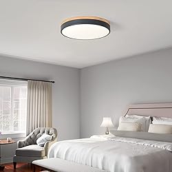 Yiisem Dimmable Wood LED Flush Mount Ceiling