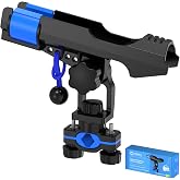 VEXPLO Clamp-On Fishing Rod Holder for Boat Adjustable Rail Mount Pole Rack | Clamp-on fishing rod holder for boat. Adjustable rail mount pole rack with secure bungee cord for fence, rail &amp; boat deck