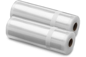 Cuisinart Universal Vacuum Food Saver Sealer Bags 2-Pack 8" x 20ft. Rolls (VSB-82C) BPA Free, Microwave & Freezer Safe , whit