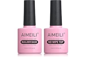 AIMEILI 5 in 1 Builder Base Hema Free Clear Builder Nail Gel for Nails Extension and No Wipe Top Set Soak Off U V LED Cruelty Free Vegan Gel Nail Lacquer