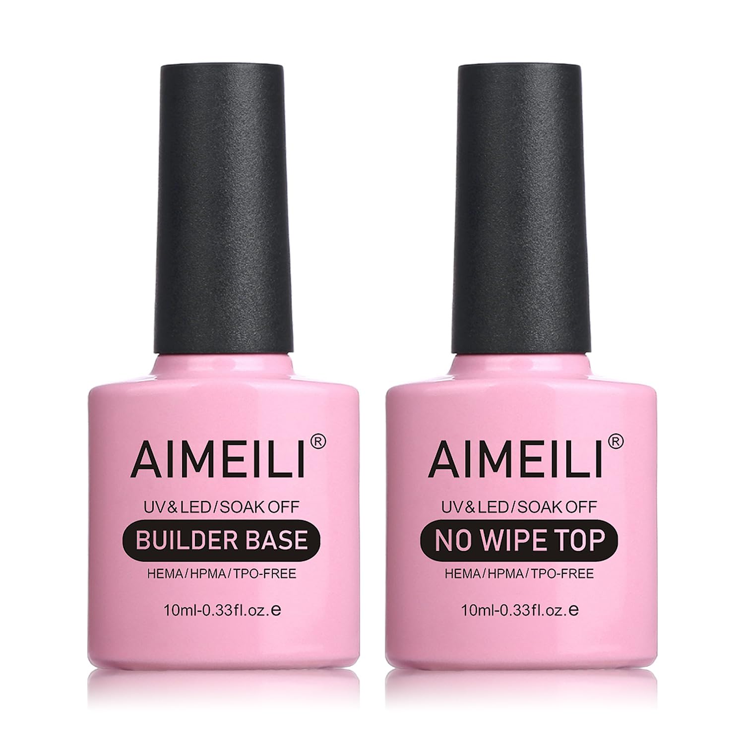 AIMEILI 5 in 1 Builder Base Hema Free Clear Builder Nail Gel for Nails Extension and No Wipe Top Set Soak Off U V LED Cruelty Free Vegan Gel Nail Lacquer