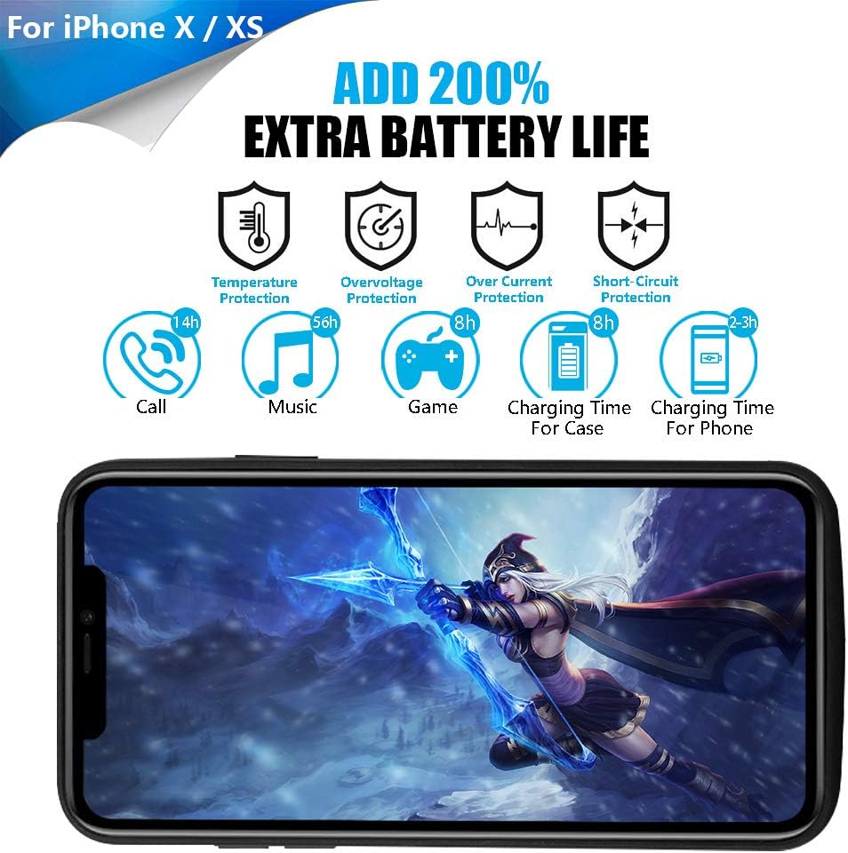 RUNSY Battery Case Compatible with iPhone X/XS, 5000mAh Rechargeable Extended Battery Charging Charger Case - Image 4