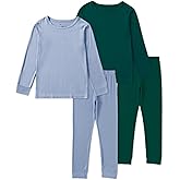 Jimonda Baby Boys Girls Pajama Sets Toddler Long Sleeve Sleepwear Sets Rayon from Bamboo Pajamas Sets 4pcs PJs 18M-8Y