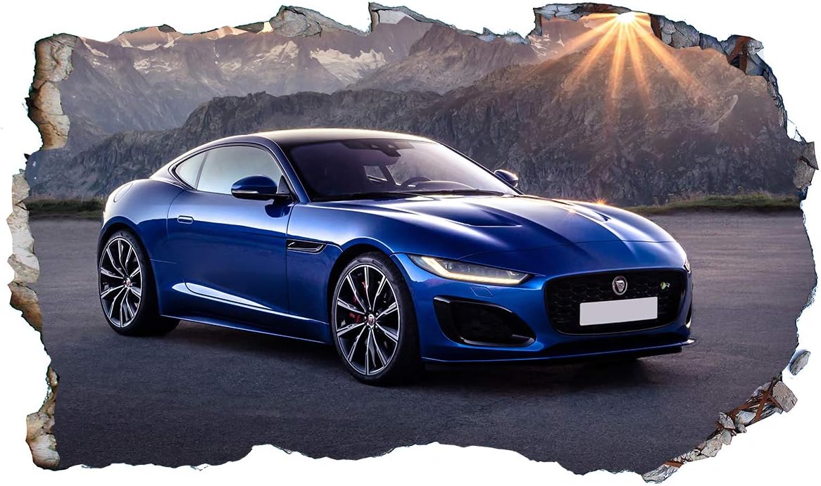 Chicbanners Jaguar F Type R V101 3D Magic Window Wall Smash Sticker Self Adhesive Poster Wall Art Size 1000mm wide x 600mm deep (large)