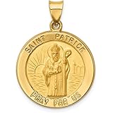 ICE CARATS14k Yellow Gold Saint Patrick Medal Necklace Charm Pendant Religious Patron St Fine Jewelry For Women Gifts For Her