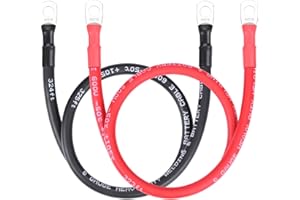 Geosiry 6 AWG Battery Cables, 2FT 6 Gauge Battery Cable with 5/16” Lugs for DIY Enthusiasts and Professional Mechanics, Perfect for Cars and Motorcycles (6AWG-5/16, 2FT)