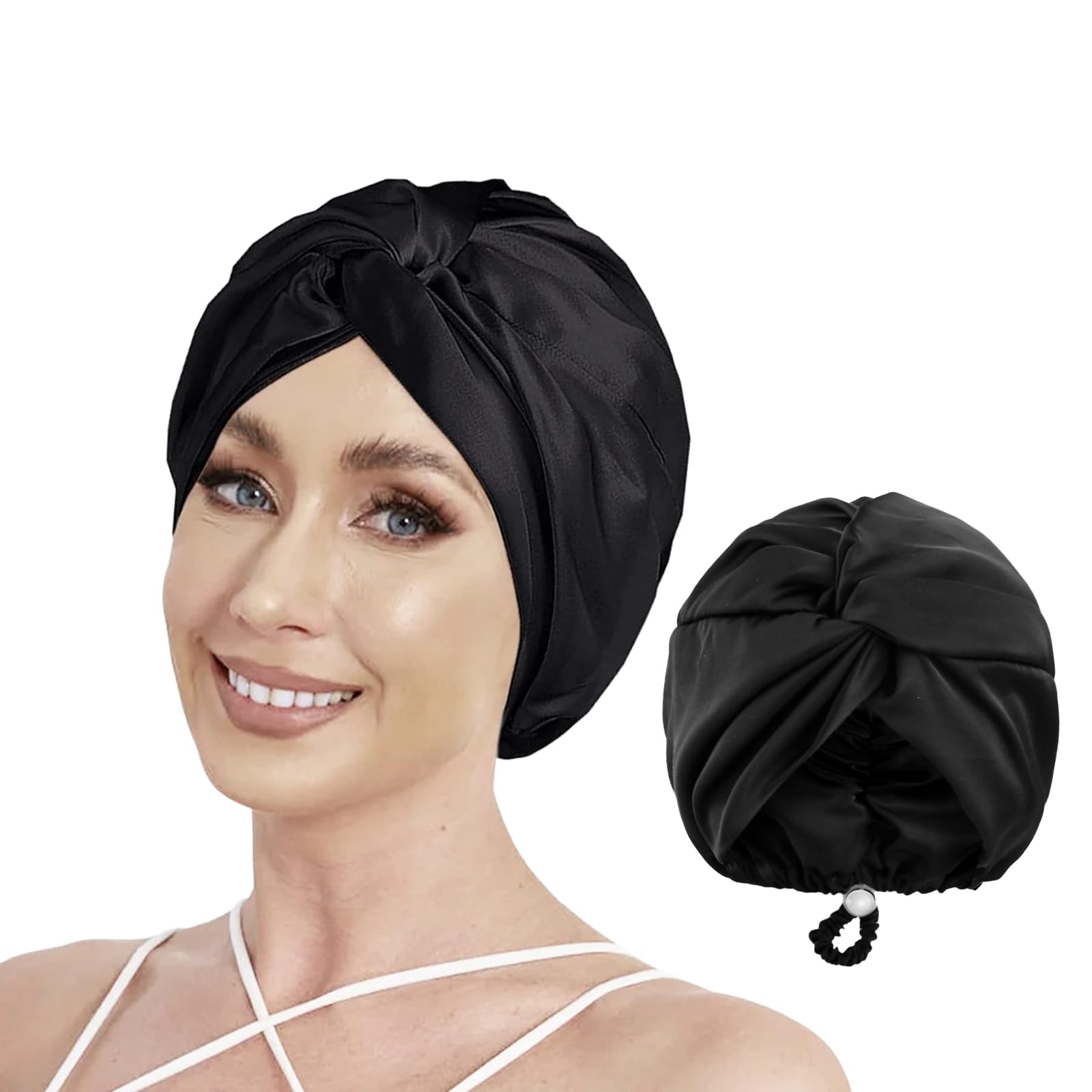 Acpetdr Silk Bonnet Satin Bonnet Night Sleep Turban Silk Hair Wrap Sleep Cap Head Cover Sleeping Hat for Sleeping Soft Adjustable Cap