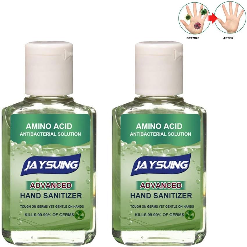 Lutos Natural Hand Sanitizer,60ml Amino Acid Rinse-Free Hand Sanitizer Hygienic Gel,Instant Hand Soap Hand Sanitizer Cleaner for Office, School, Home (2pcs)