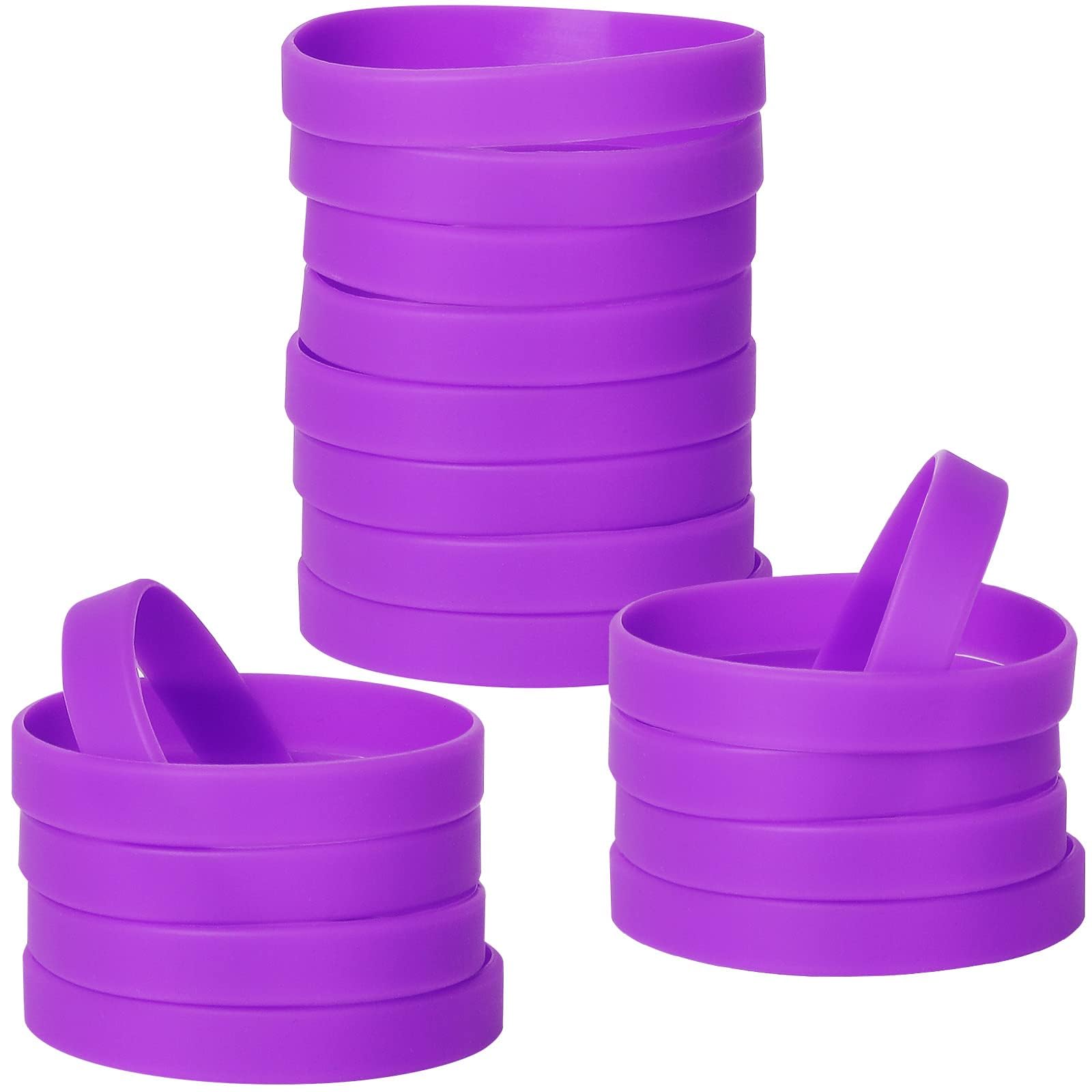 LVNRIDS 50 pcs Silicone Elastic Wristbands Blank Rubber Wrist bands Bracelets for School Sport Party Purple