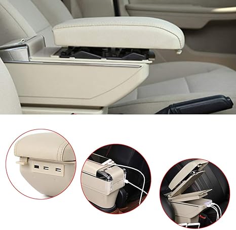 Bracciolo Centrale Con Vano Portaoggetti Per Polo Mk5 2010 2018 Console Centrale Auto Supporto In Pelle Con Portacenere Portabicchieri 7 Porte Usb Beige Amazon It Auto E Moto