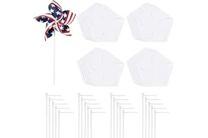 PYD Life 20 Pack Sublimation Windmill White Blanks Bulk 8.6" x 8.3" Plastic Double-Sided Printable with 11.7" Plastic Stickers Sublimation Wind Spinners Pinwheels for Yard Garden Outdoor Party Decor