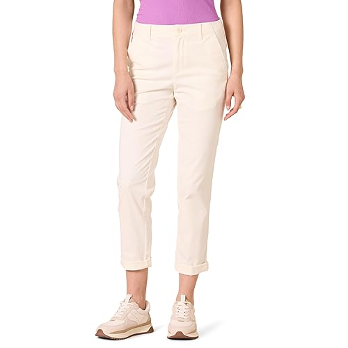 Amazon Essentials Women's High-Rise Regular-Fit Ankle-Length Tapered-Leg Khaki Pant, Eggshell White, 2