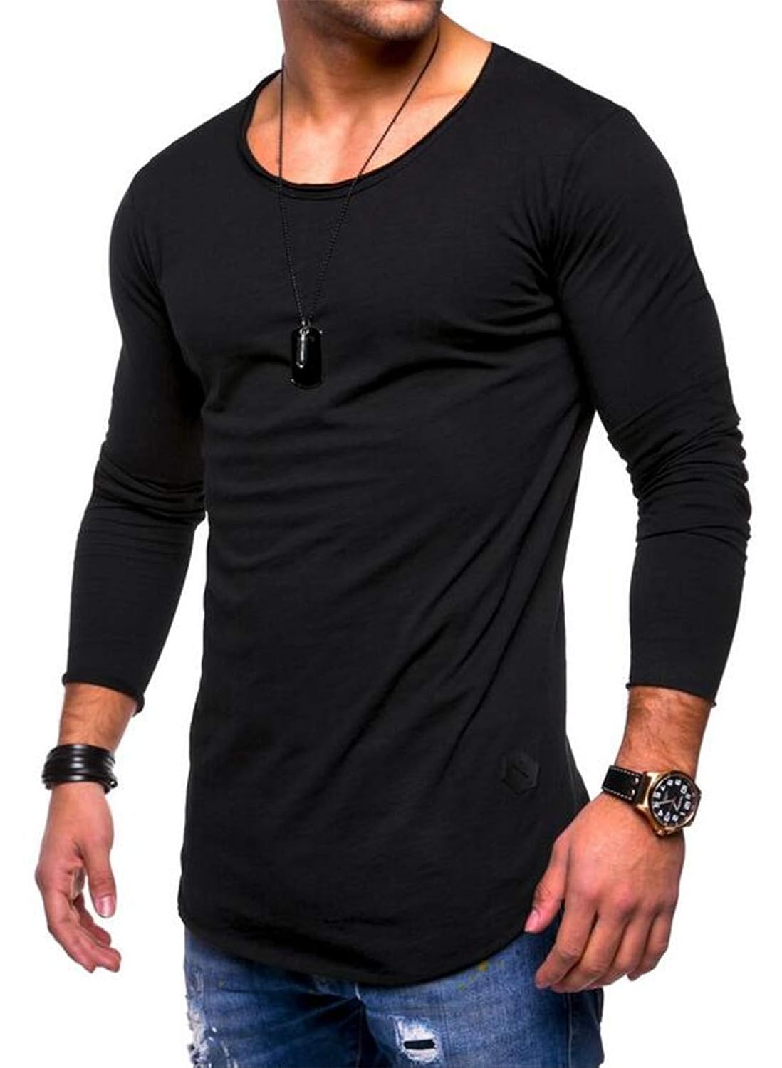 slim fit curved hem tee