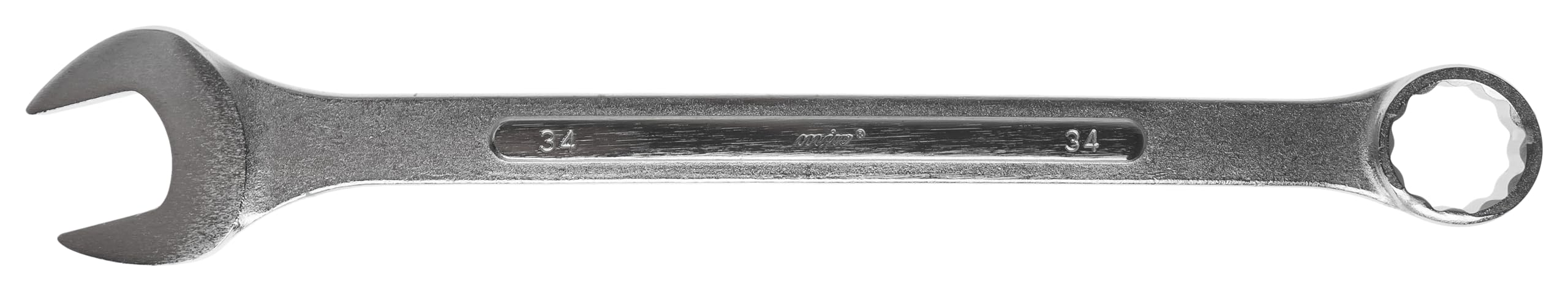 MJW 34 mm Combination Spanner CRV Eye Head 15° Swivelling DIN 3113 with 12-Point Profile and Satin Finish for Versatile Workshop Applications