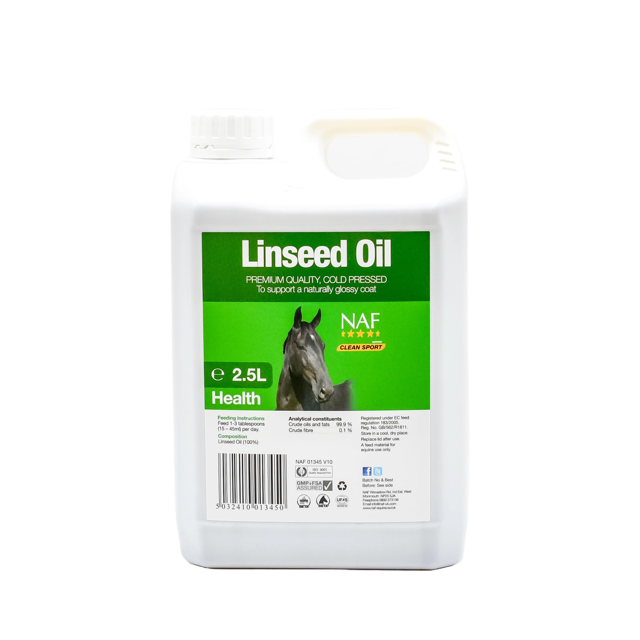 NAF Linseed Oil 2.5L – Cold-Pressed Omega 3 Oil for Horses – Supports Coat Shine, Skin Health, Condition & Digestive Function – Natural Daily Supplement