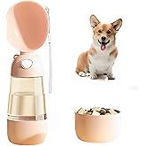 2 in 1 Dog Water Bottle with Food Container, Portable Dogs Water Dispenser, Outdoor Drink Bottles for Puppy, Cat, Pet, Essential Items for Travel, Walking, Hiking, Pet Accessories (Blush Beige)