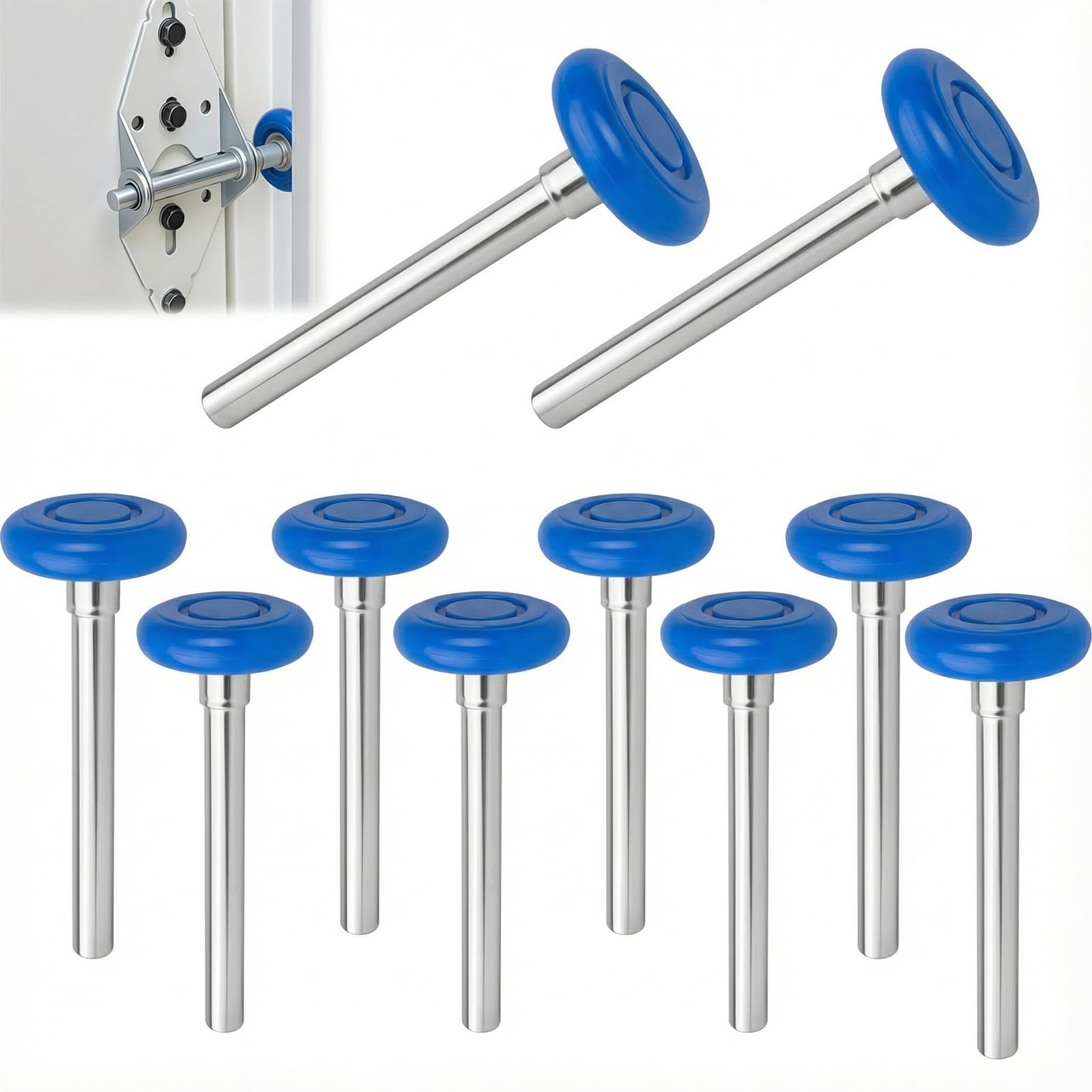Photo 1 of 10 Pack 7" Stem Blue 2" Nylon Garage Door Roller with Protective Sealed-Cap(Dustproof), Ultra Quiet & Long-Lasting, Commercial High Load Capacity, Double Sealed Bearings