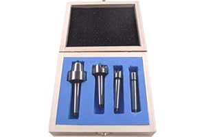 HGC 4 Pcs MT1 Steel Wood Lathe Live Center Drive Spur Cup Arbor with Wood Case