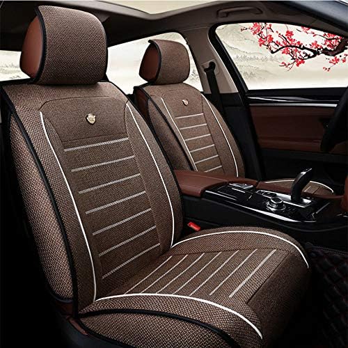 exyau Flax Super Breathable Car Seat Covers Linen Luxury Car Seat Cover Adjustable Seat Cushions Universal for Four Seasons 5 Pcs
