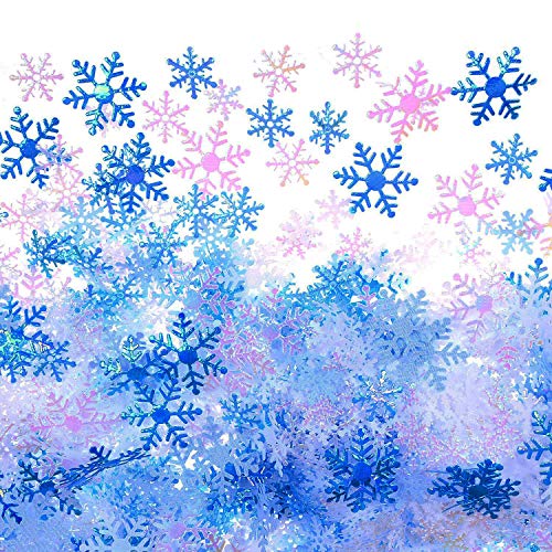1600 Piece Christmas Snowflake Confetti White Blue Sequin Snowflake Confetti for Birthday Party Wedding Christmas Party Decoration - Thumbnail 6
