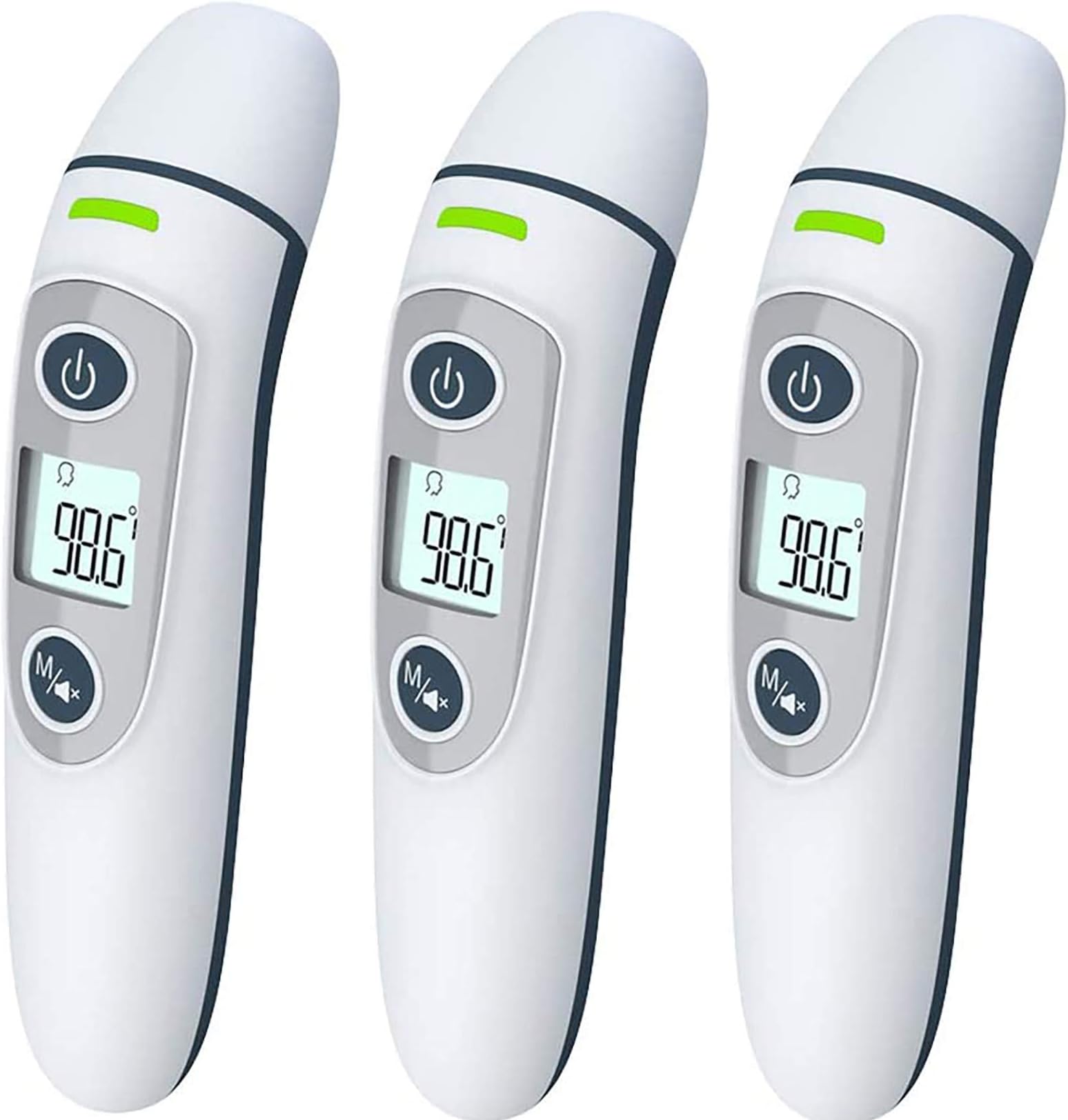 3 Pack Ear Forehead Thermometer Digital Infrared Temporal Thermometer with Fever Alarm and Memory Function – Ideal for Babies, Infants, Children, Adults, Indoor, and Outdoor Use (Gray) (Gray)