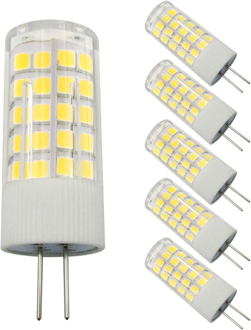 G4 Bin-Pin Base LED Lamps AC/DC 12V, 3.5W(30W Equivalent),320 Lumen, Non-dimmable, Daylight White 6000K, for Home Lighting,Landscape Light,Ceiling Lights, Chandelier,5-Pack