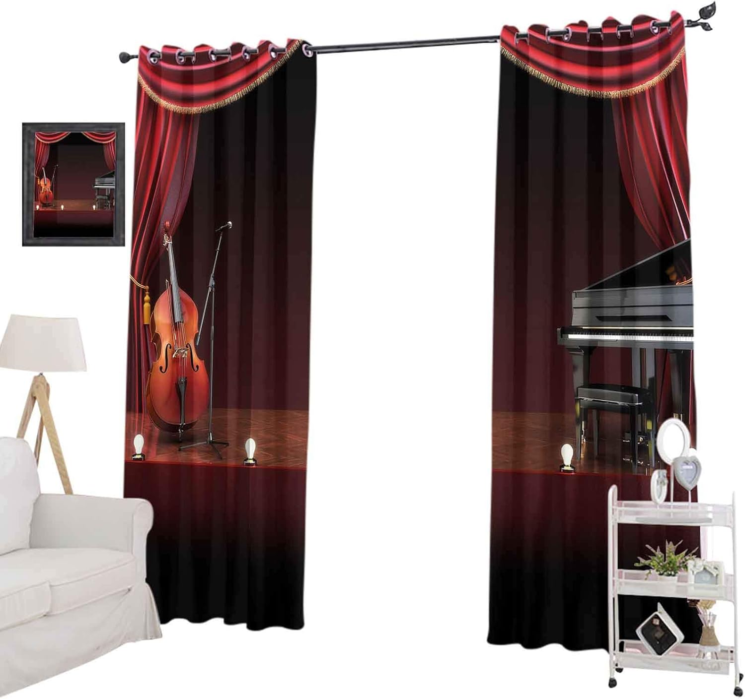 YUAZHOQI Musical Theatre Home Decor Blackout Curtains for Bedroom