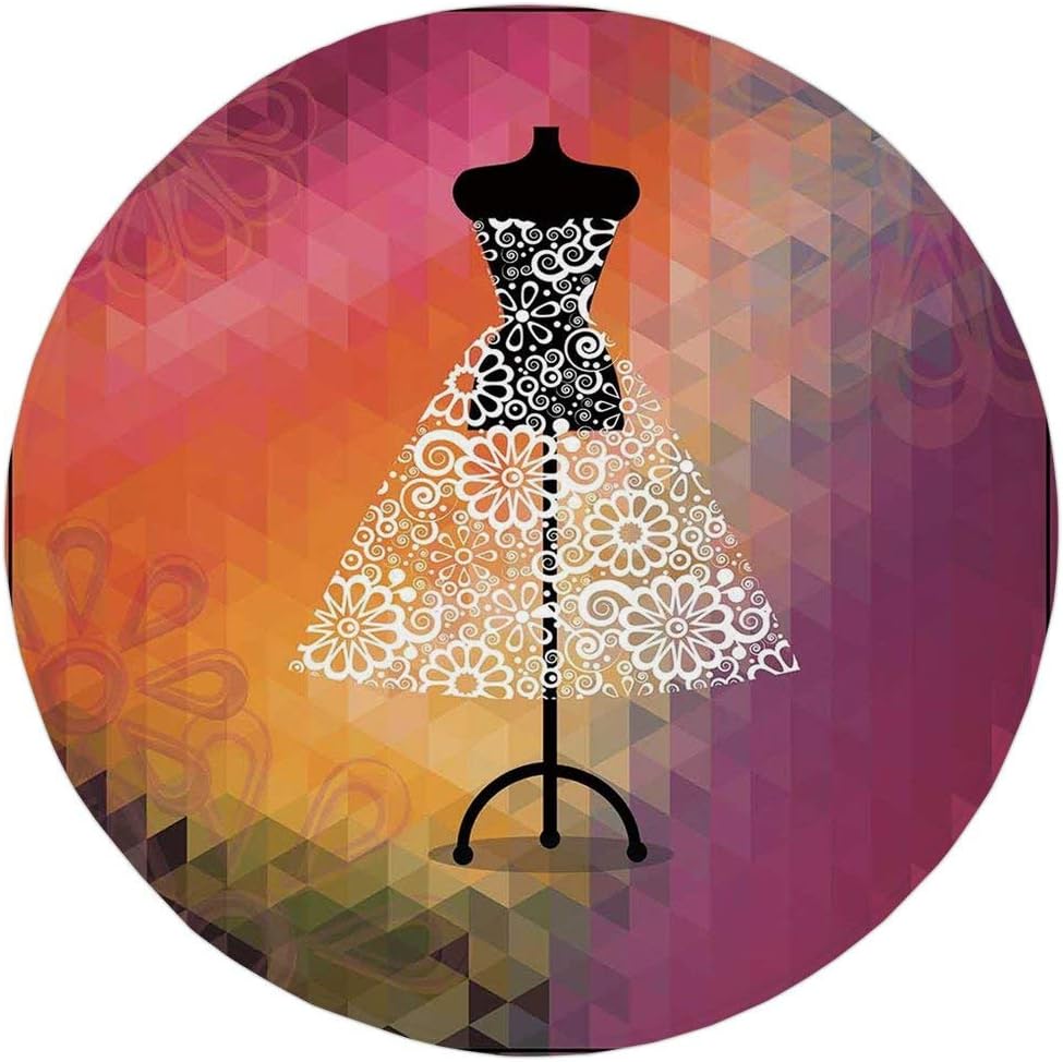 Round Rug Mat Carpet,Bridal Shower Decorations,Abstract Geometric Blurry Backdrop Floral Print Design Artwork,Multicolor,Flannel Microfiber Non-Slip Soft Absorbent,for Kitchen Floor Bathroom