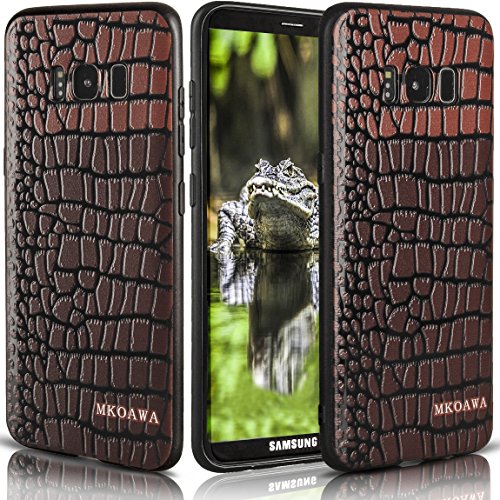 Galaxy S8 Case,MKOAWA Samsung Galaxy S8 Case (5.8 inch) with Resilient Shock Absorption and Carbon Fiber Crocodile pattern Design for Samsung Galaxy S8 (2017) (Brown)