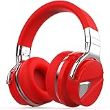 COWIN E7 Active Noise Cancelling Bluetooth Headphones with Microphone Deep Bass Wireless Headphones Over Ear, Comfortable Protein Earpads, 30H Playtime for Travel Work TV Computer IPhone - Red-2