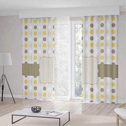 Iprint Grey Yellow Blackout Curtains Abstract 60s 50s