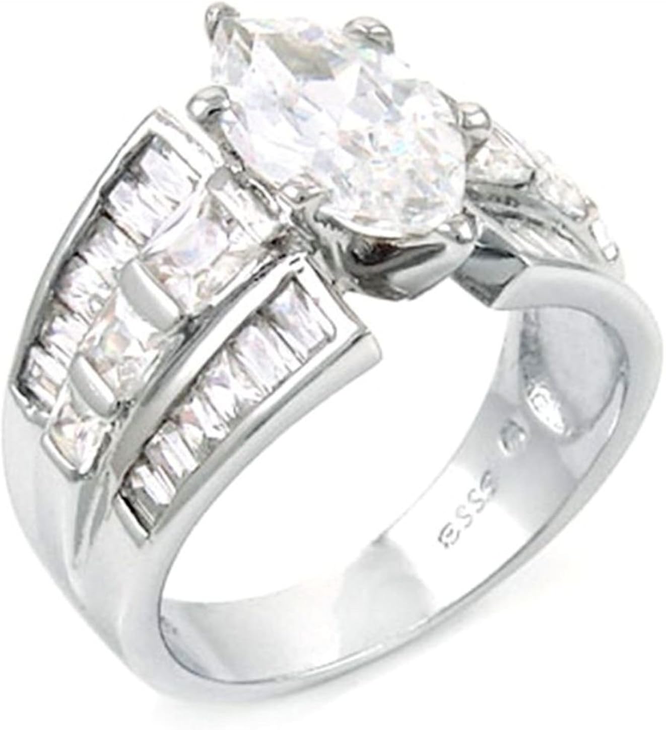 6ct Marquise Engagement ring designer 22mm wide .925 Silver
