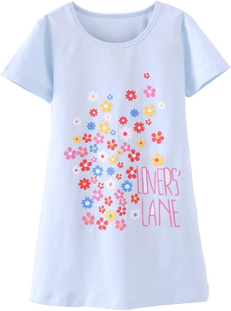 DGAGA Little Girls Cute Cotton Floral Nightgown Sleepwear Pajamas Sleep Dresses