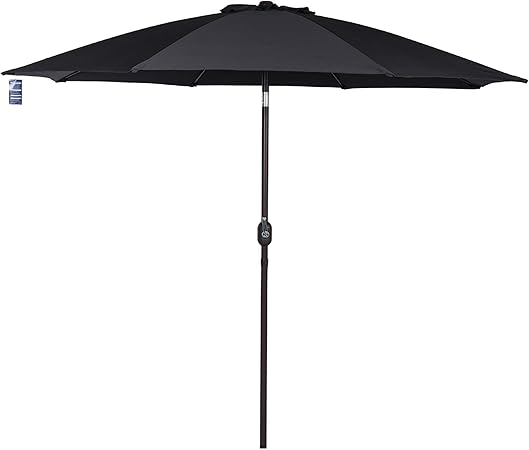 Amazon Com Sundale Outdoor 9 Feet Aluminum Market Umbrella Table Umbrella With Crank And Push Button Tilt For Patio Garden Deck Backyard Pool 8 Fiberglass Ribs 100 Polyester Canopy Black Clothing