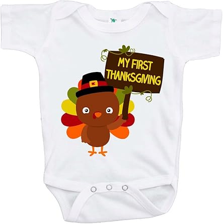 Amazon Com Custom Party Shop Baby Boy S My First Thanksgiving Turkey Onepiece Clothing